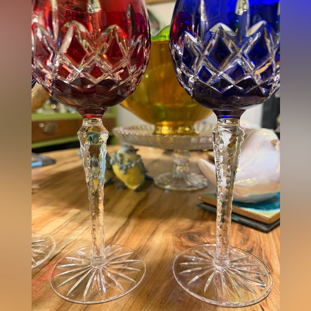 🆕 Ajka Arabella Hand-Cut Hock Crystal Wine Glasses – Set of 4 (Hungary) - Picture 6 of 10
